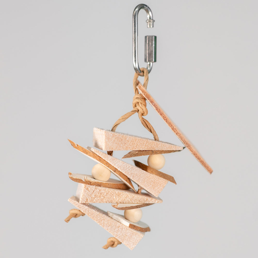 Balsa Wedge Bliss bird toy – handmade chunky balsa chew toy for tiny parrots