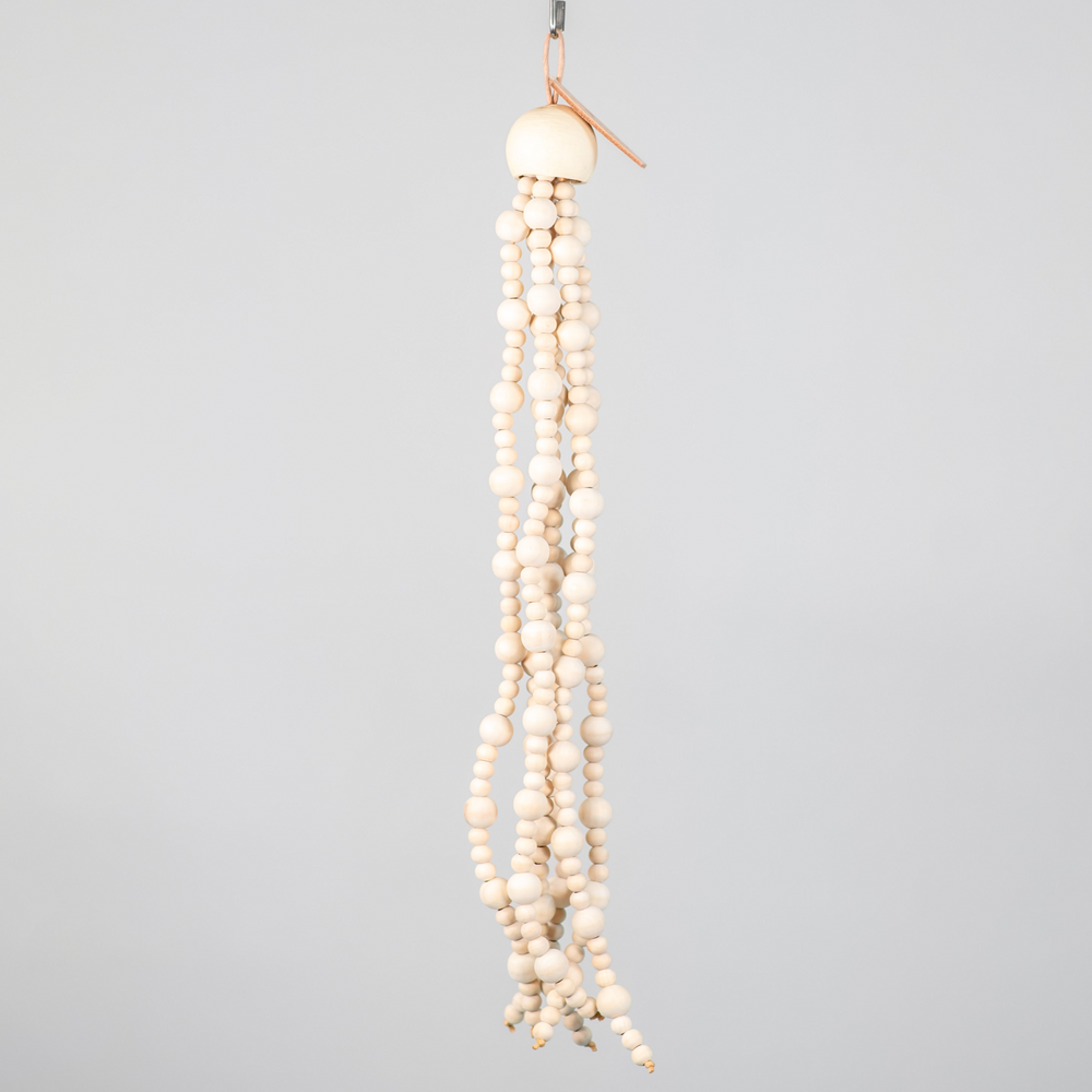 Beaded Bell large bird toy with wood beads and flexible legs, perfect for parrots who love snapping, chewing, and interactive play