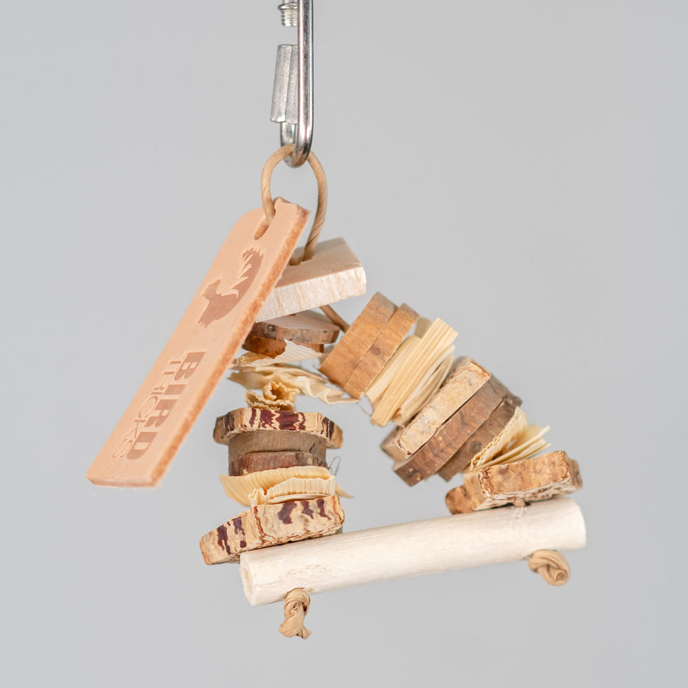 Jungle Jute Swing bird toy – tiny chunky toy with jute and corn husk for shredding, preening, and interactive fun