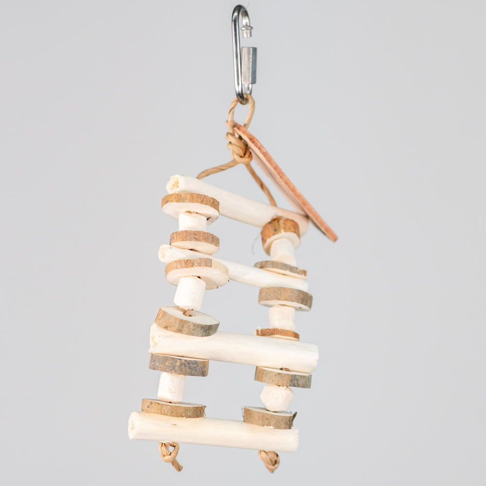 Jute Ladder bird toy – tiny chunky toy with jute rungs and sola beads for snapping and chewing fun